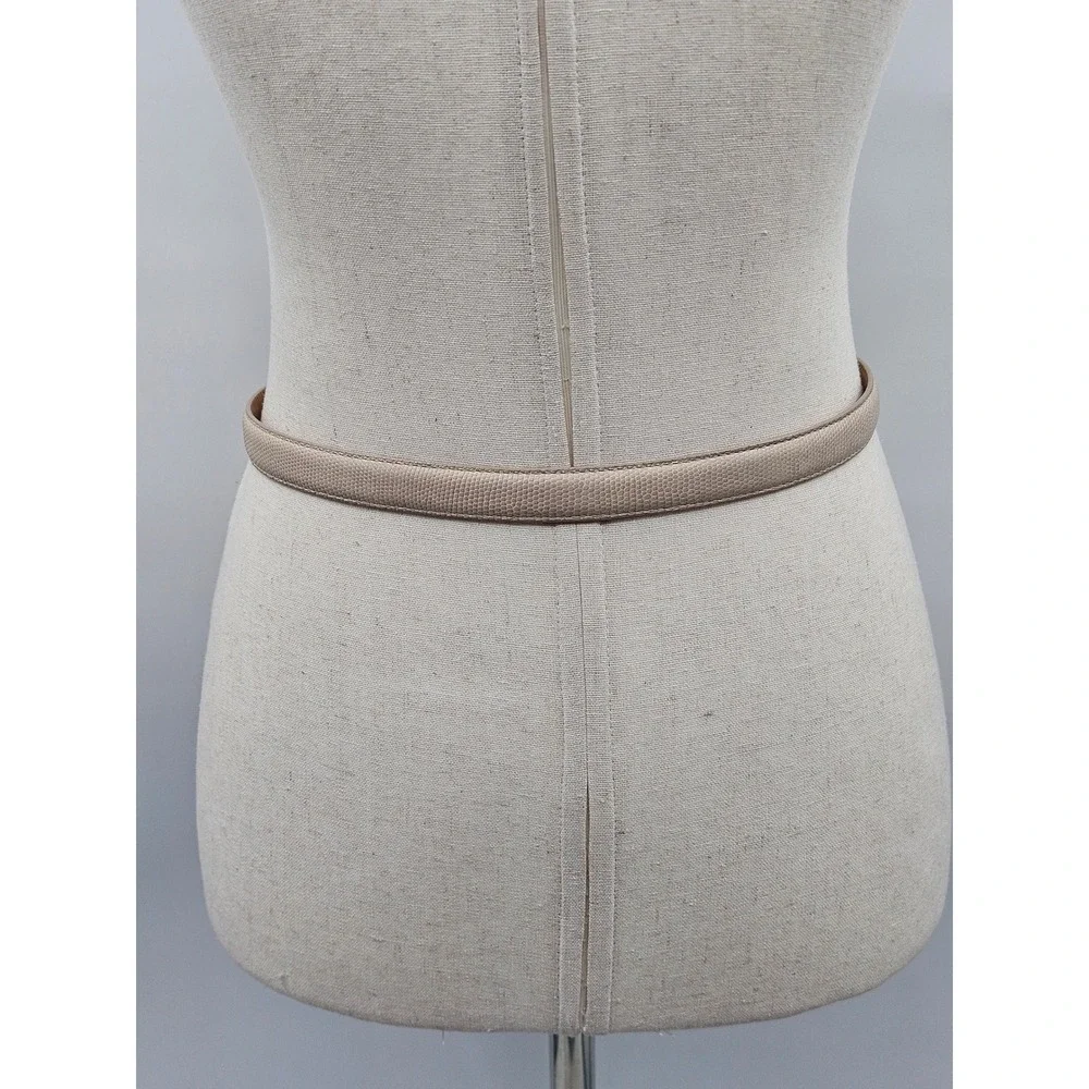 Brighton B10174 Beige Lizard Embossed Leather Skinny Belt Silver Buckle Size M30